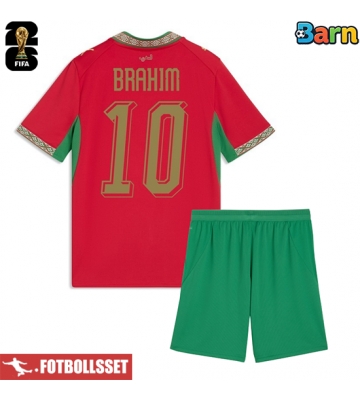 Marocko Brahim Diaz #10 Hemmatröja Barn VM 2026 Kortärmad (+ Korta byxor)